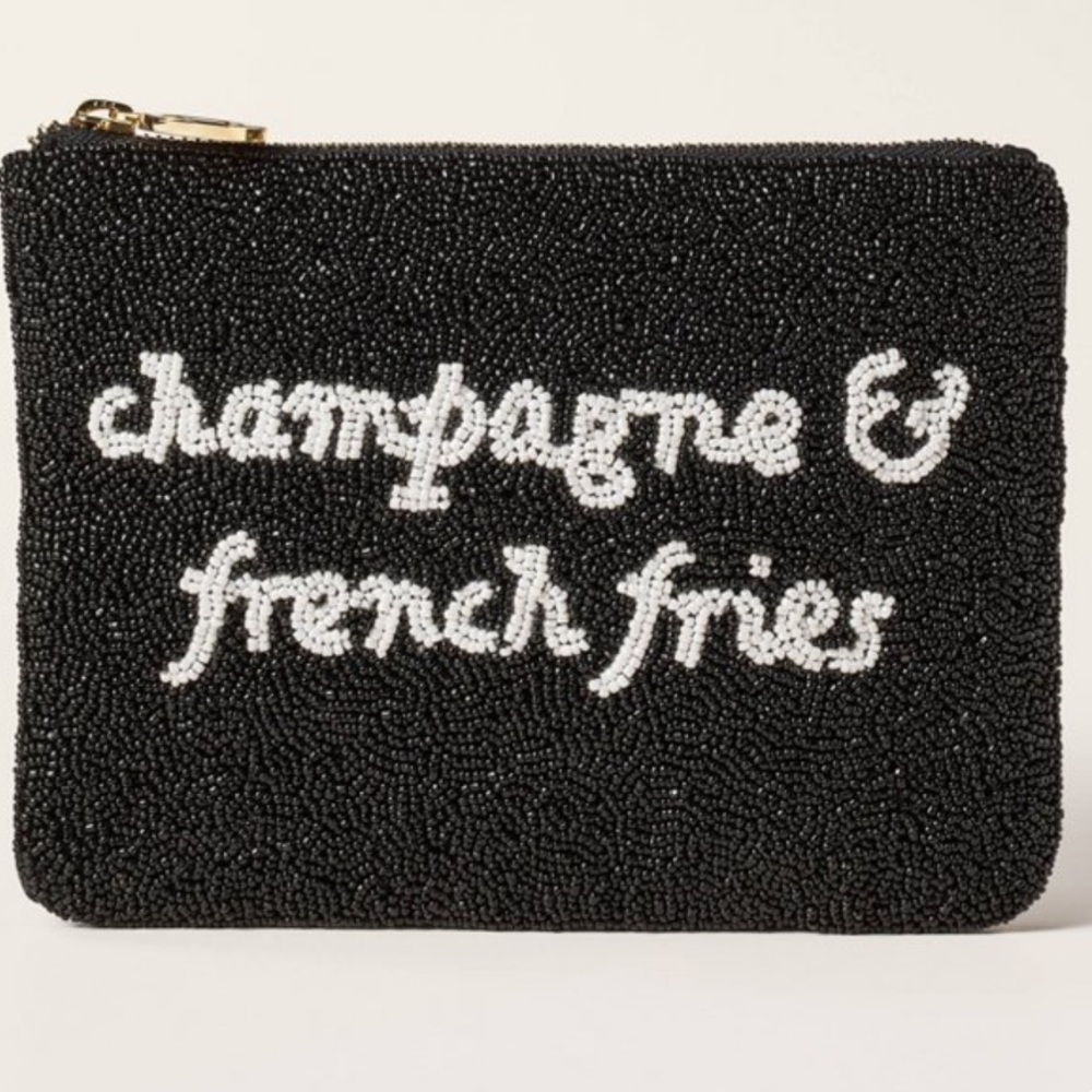 Kate Spade x Target Champagne & French Fries beaded clutch NWTs
